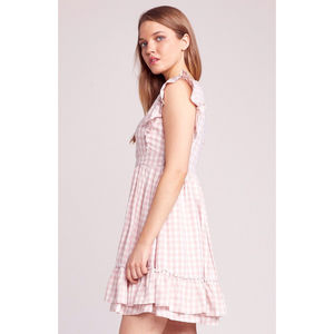 Jack By BB Dakota Women’s Girls Best Friends Gingham V-Neck Dress Ruffle 6